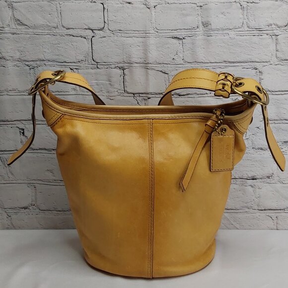 COACH 'BLEEKER COBBLESTONE' LEATHER DUFFLE SHOULDER BAG ALLOY HARDWARE BUCKLES - Picture 16 of 16